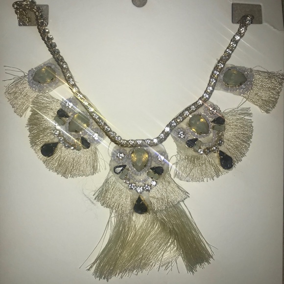 Express Embellished Tassel Statement Necklace - Picture 3 of 6